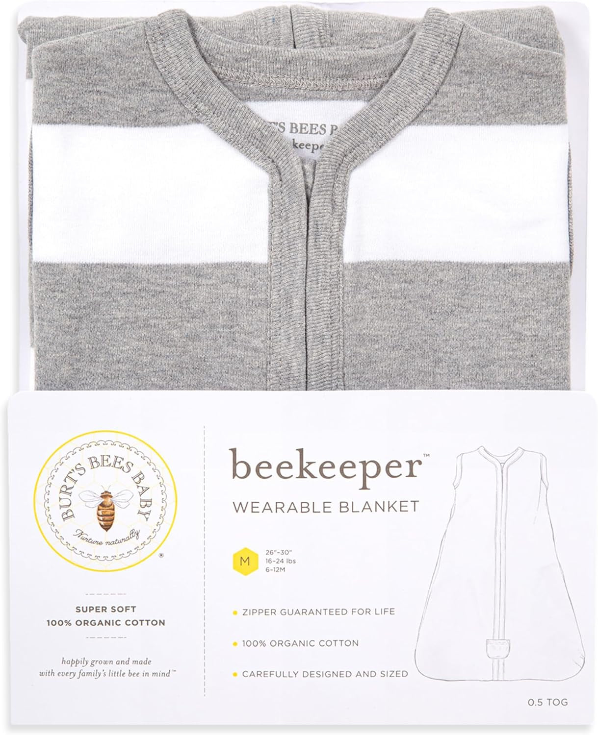 Beekeeper Wearable Blanket, Organic Cotton Swaddle 0.5 or 1.5 TOG, Newborn Essentials Shower Gift