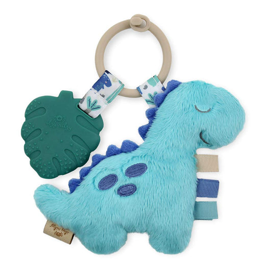 Infant Toy & Teether - Itzy Pal Baby Teething Toy Includes Lovey, Crinkle Sound, Textured Ribbons & Silicone Teether for Newborn (Dinosaur)