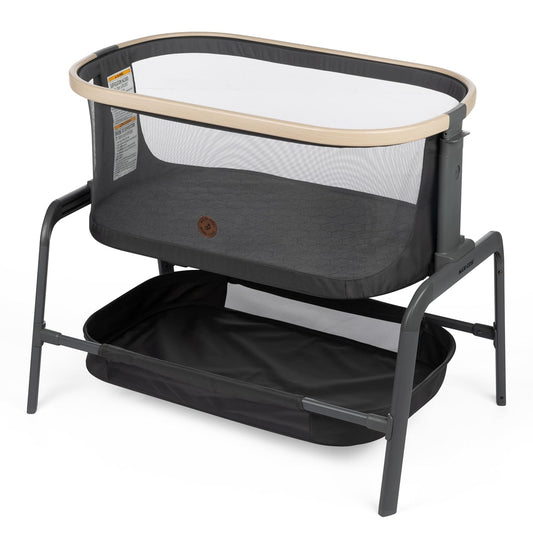 Iora Baby Bassinets Bedside Sleeper, Portable Bassinet, Infant Bedside Sleeper Crib, Height Adjustable, Breathable Mesh, Large Storage Basket, Classic Graphite