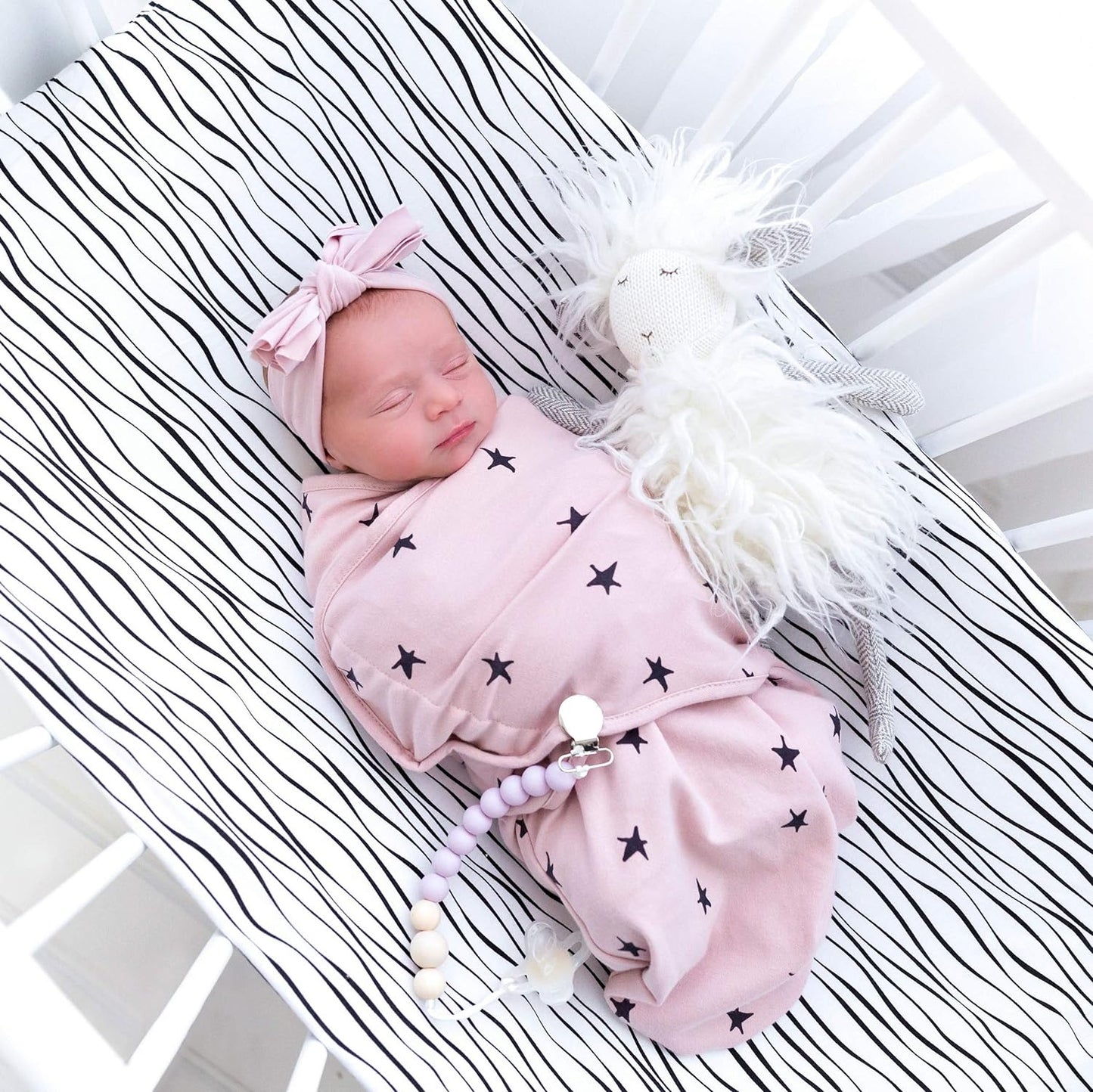 Adjustable Swaddle Blanket Infant Baby Wrap Set 3 Pack, for Baby Girl (Blush Pink, 0-3 Months)