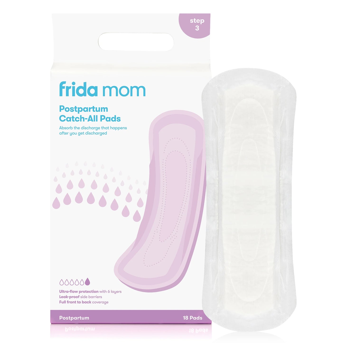 Postpartum Catch-All Feminine Pads for Maximum Absorbancy, Disposable Postpartum Underwear Alternative for Women, 18 Count