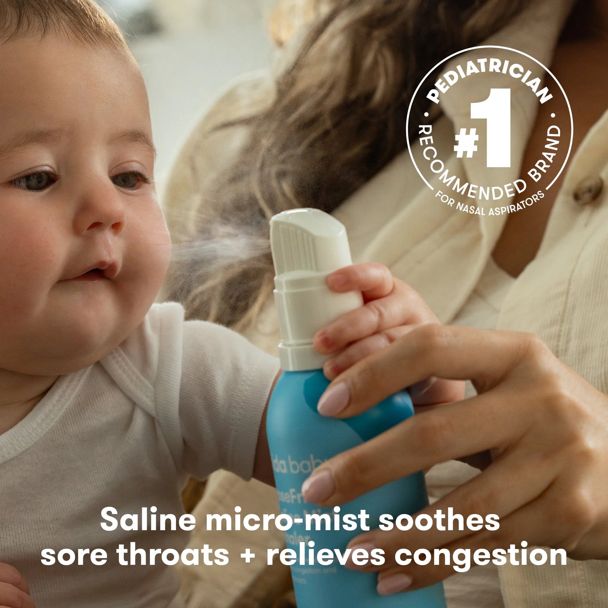Nose Saline Mist Nasal Inhaler, Allergy Relief and Congestion Relief for Babies + Kids