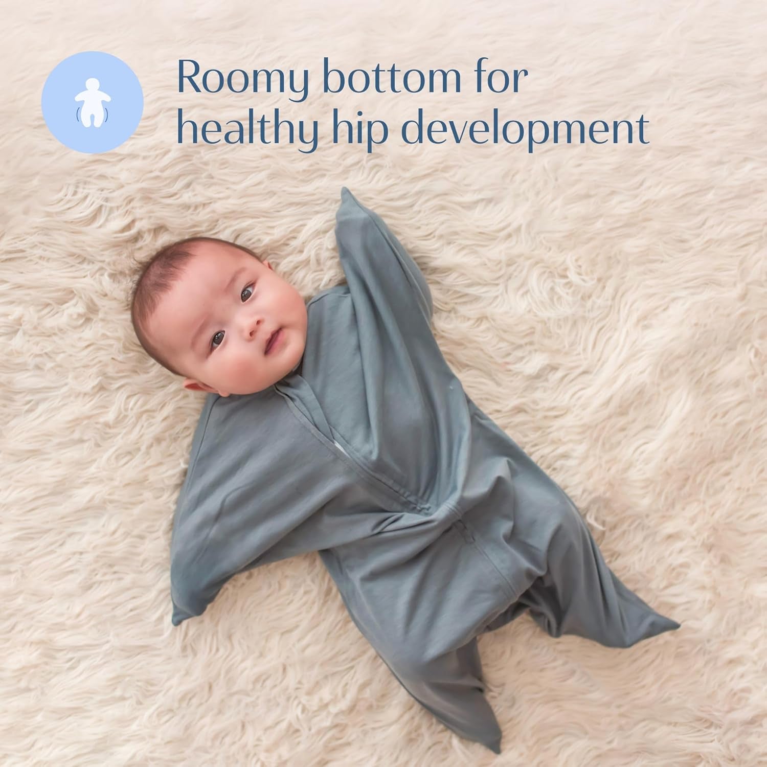 Zipadee-Zip Transition Swaddle - Cozy Baby Swaddle Blanket with Zipper Convenience - Roomy Wearable Blanket for Easy Diaper Changes - Classic Grey, X-Small (3-6 Month)