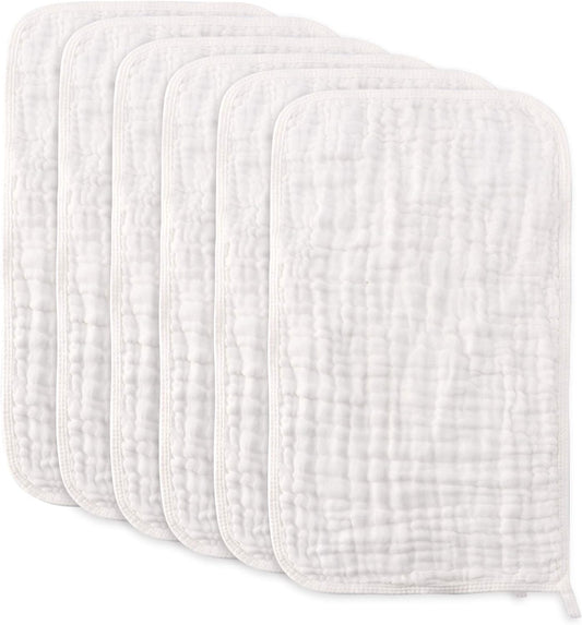 Baby Burp Cloths Muslin Washcloths - Muslin Burp Cloths Hanky Extra Soft Absorbent 6Pck 100% Cotton Baby Burp Rags Large 20''X10'' 6 Layers Newborn Burp Sets for Girls Boys