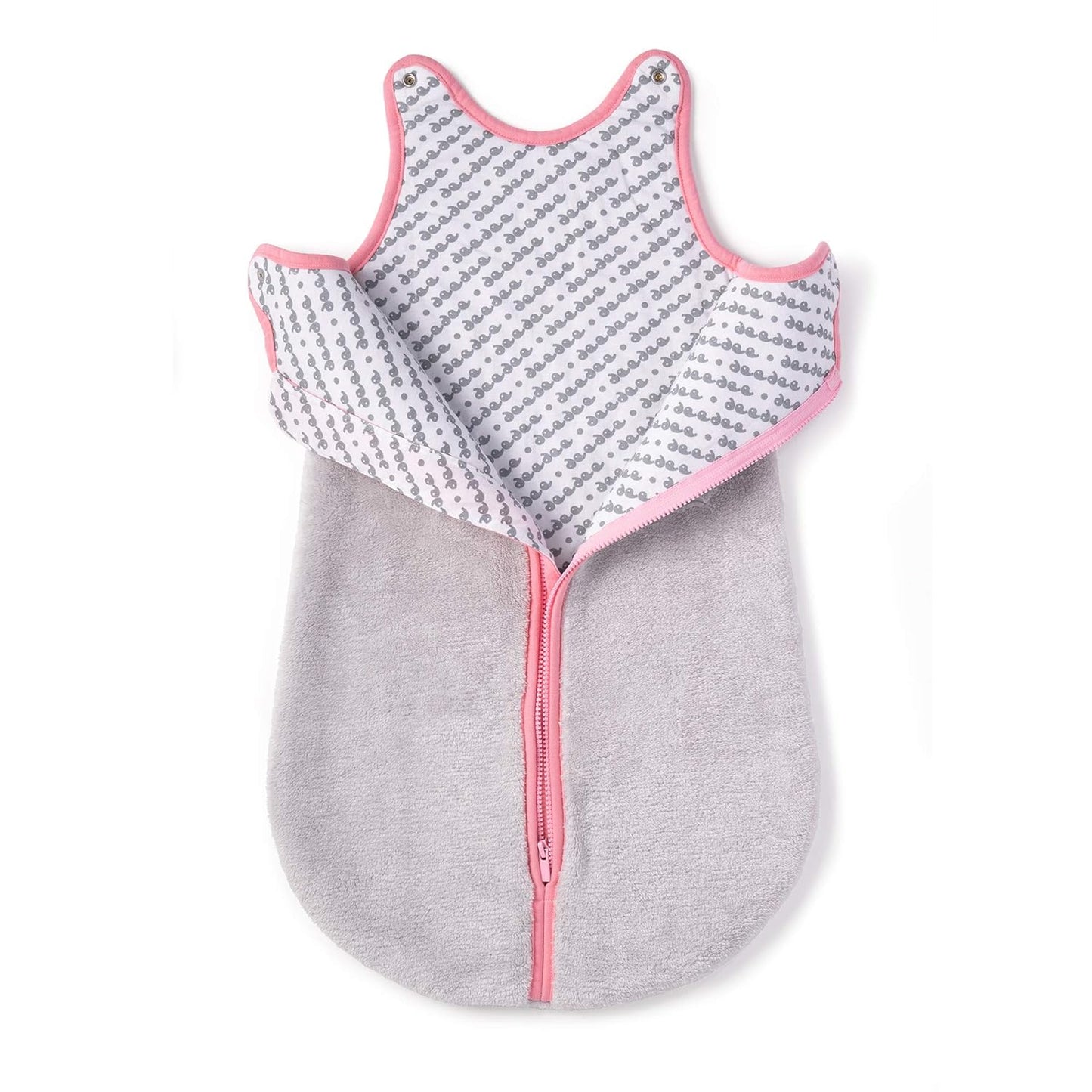 Sleep Nest Teddy Baby Sleeping Bag, Gray Bubble Gum, Medium (6-18 Month)