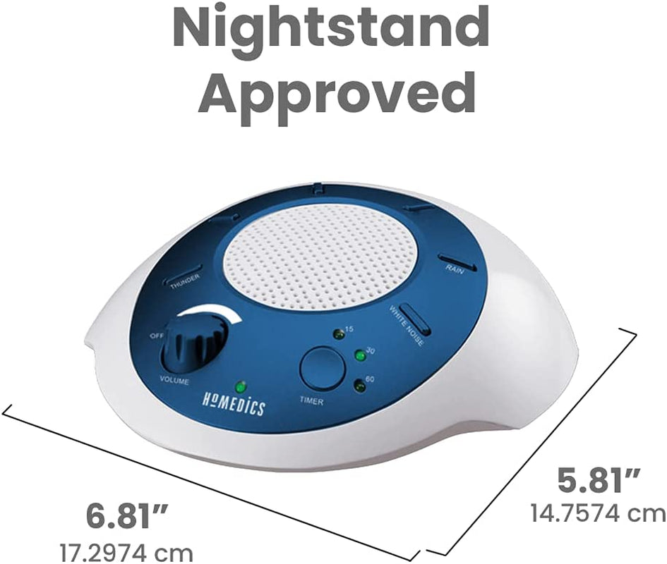 Soundsleep White Noise Sound Machine, Blue, Small Travel Sound Machine with 6 Relaxing Nature Sounds, Portable Sound Therapy for Home, Office, Nursery, Auto-Off Timer, by