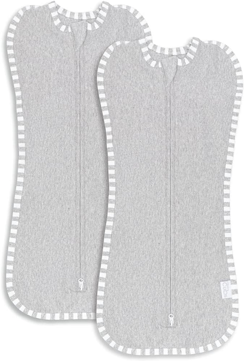 Swaddle Blanket Snug Baby Girl Boy Easy Zipper Wrap 2 Pack Newborn Infant Sleep Sack (Grey, Preemie)