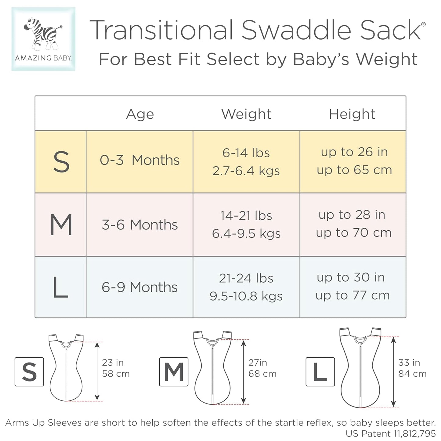 Transitional Swaddle Sack, Arms up Half-Length Sleeves & Mitten Cuffs, Swaddle for Newborn Transition to Baby Sleep Sack Wearable Blanket, Medium, 3-6 Month, 14-21 Lb, Sterling Confetti