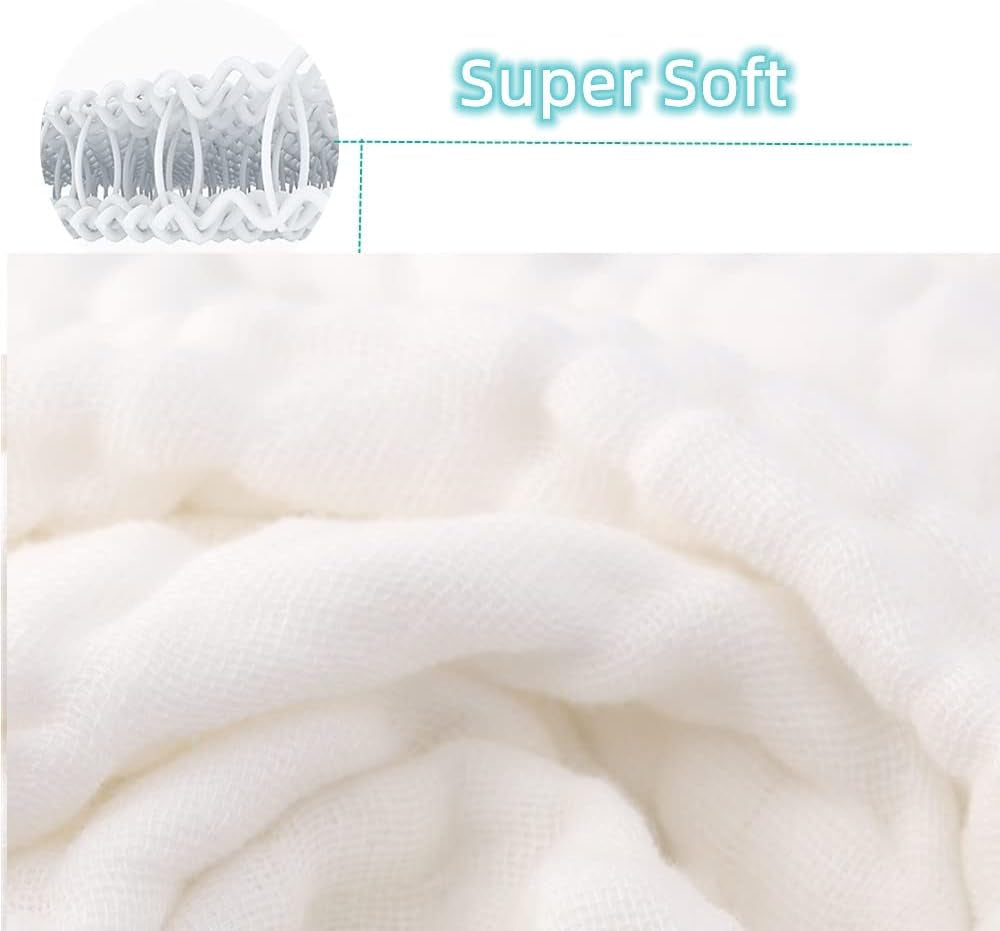 Baby Burp Cloths Muslin Washcloths - Muslin Burp Cloths Hanky Extra Soft Absorbent 6Pck 100% Cotton Baby Burp Rags Large 20''X10'' 6 Layers Newborn Burp Sets for Girls Boys