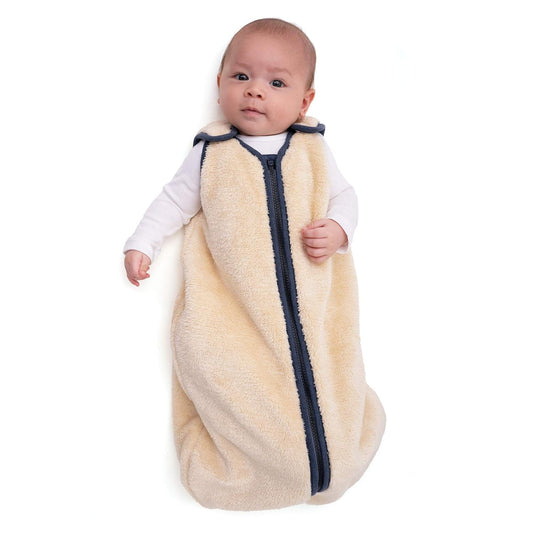 Sleep Nest Teddy Baby Sleeping Bag, Oatmeal Navy, Medium (6-18 Month)