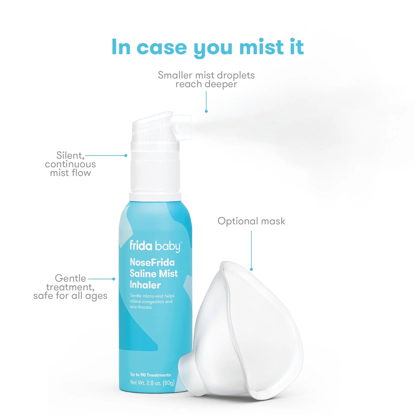 Nose Saline Mist Nasal Inhaler, Allergy Relief and Congestion Relief for Babies + Kids