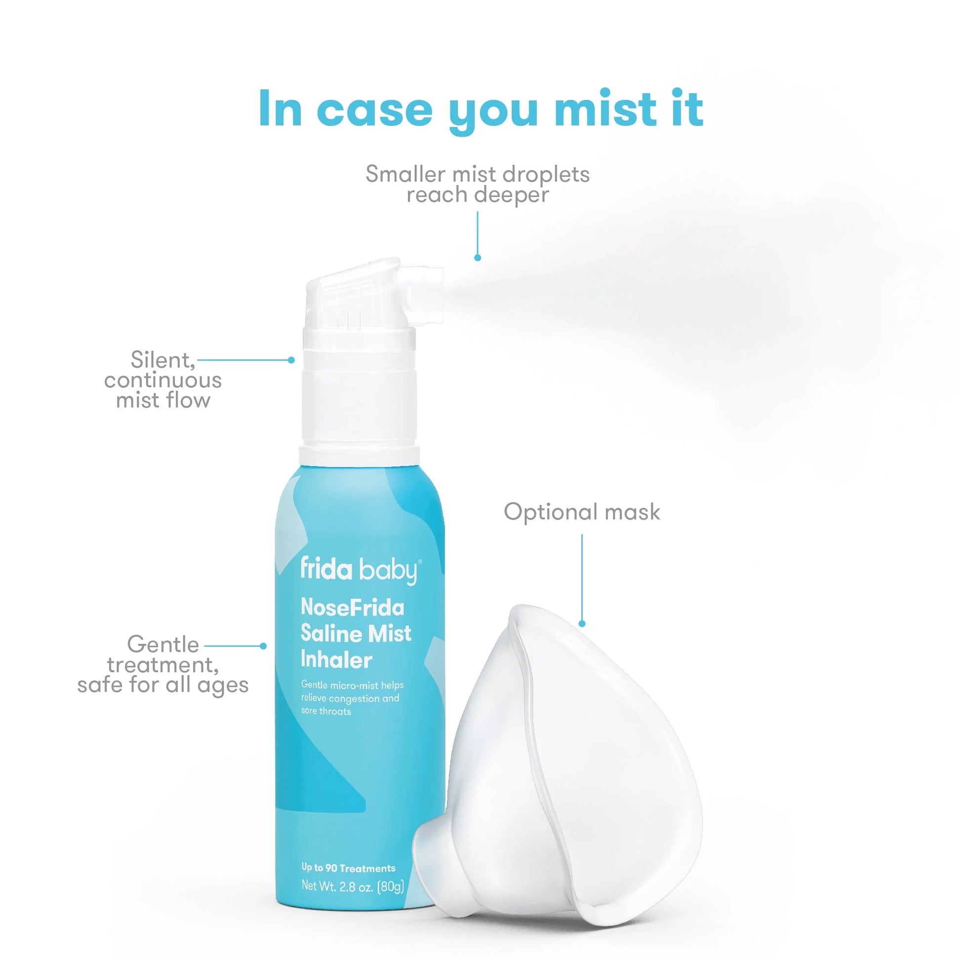 Nose Saline Mist Nasal Inhaler, Allergy Relief and Congestion Relief for Babies + Kids