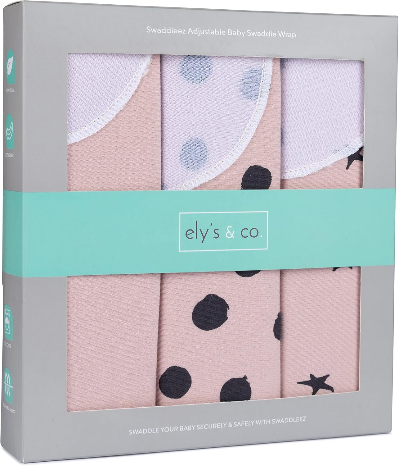 Adjustable Swaddle Blanket Infant Baby Wrap Set 3 Pack, for Baby Girl (Blush Pink, 0-3 Months)