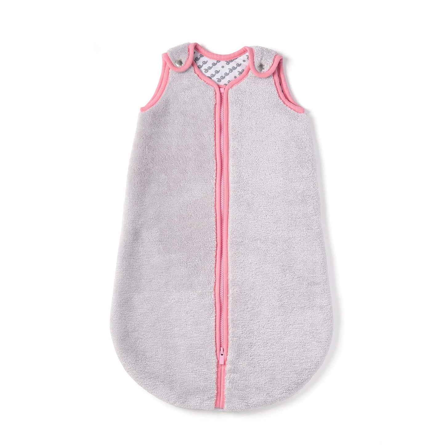 Sleep Nest Teddy Baby Sleeping Bag, Gray Bubble Gum, Medium (6-18 Month)