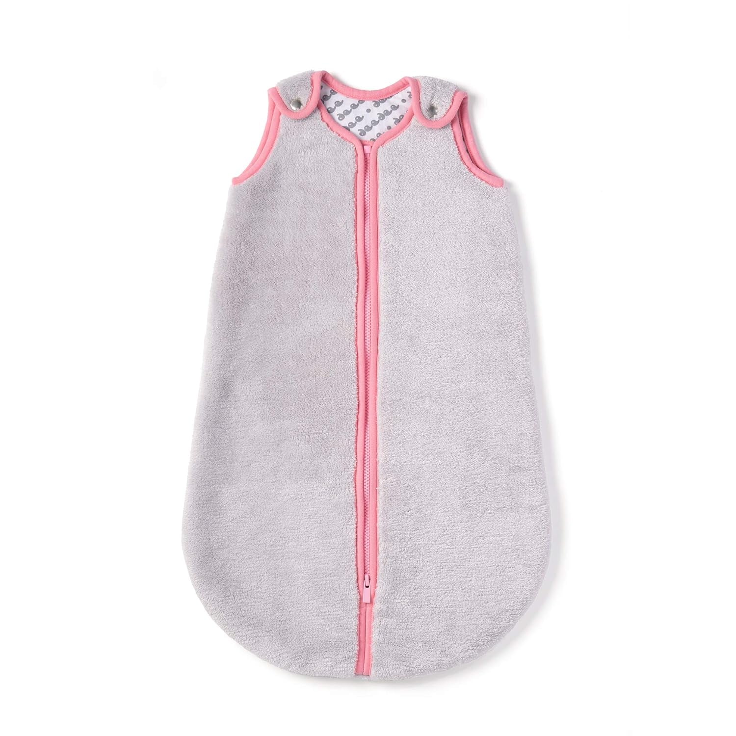 Sleep Nest Teddy Baby Sleeping Bag, Gray Bubble Gum, Medium (6-18 Month)