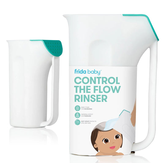 Control the Flow Polypropylene ABS Rinser, Bath Time Rinse Cup with Easy Grip Handle and Removable Rain Shower, White