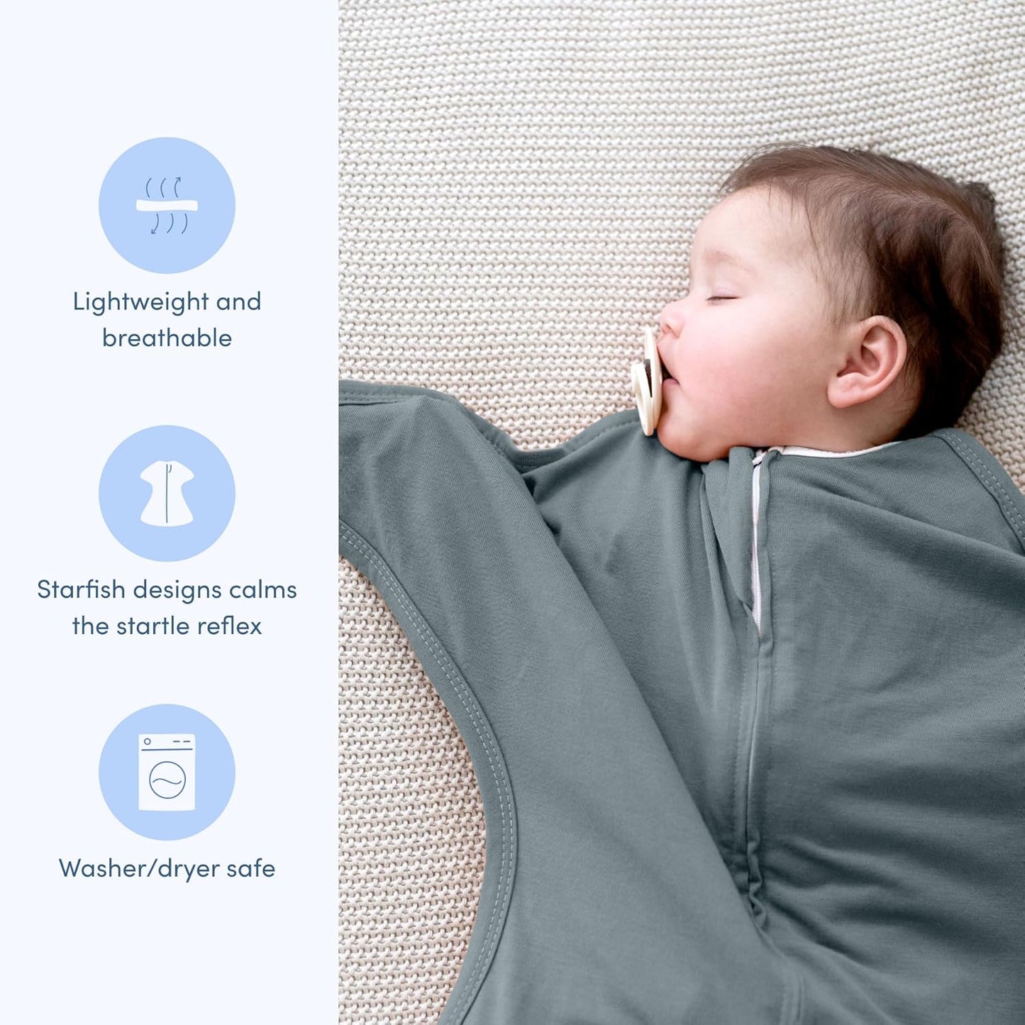 Zipadee-Zip Transition Swaddle - Cozy Baby Swaddle Blanket with Zipper Convenience - Roomy Wearable Blanket for Easy Diaper Changes - Classic Grey, X-Small (3-6 Month)