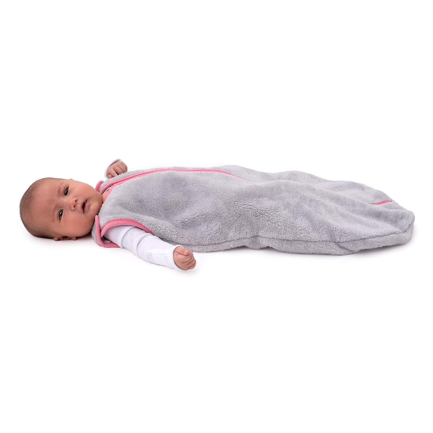 Sleep Nest Teddy Baby Sleeping Bag, Gray Bubble Gum, Medium (6-18 Month)