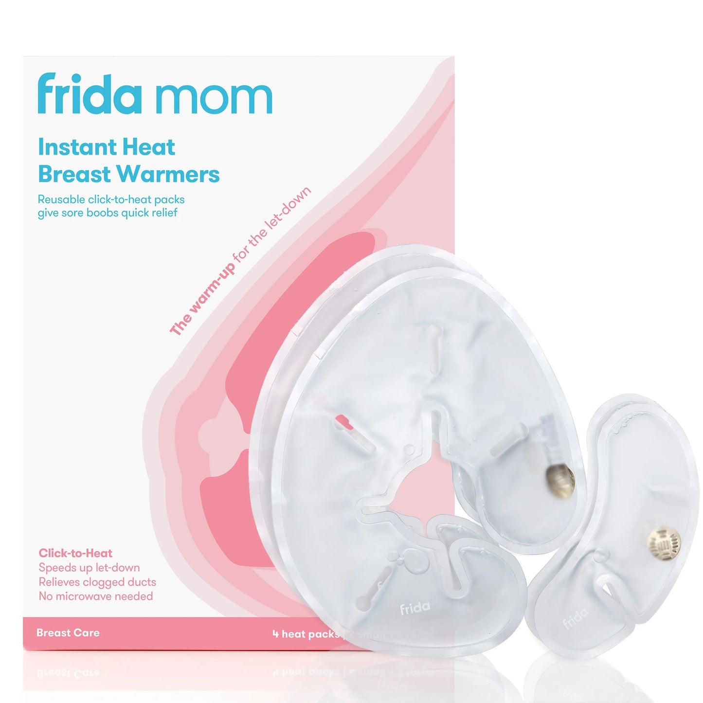 Instant Heating Pads for Breasts, Reusable Click-To-Heat Relief, Breastfeeding Essentials - 2 Small & 2 Large Heat Pads, 4Pc Set