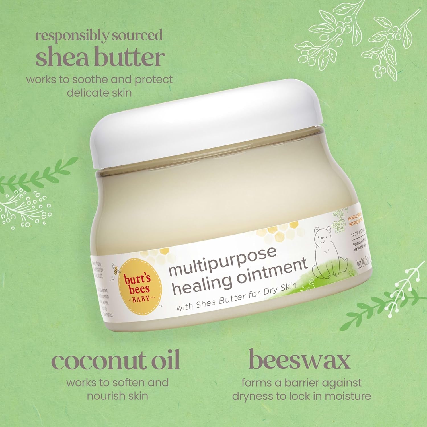 Baby 100% Natural Origin Multipurpose Healing Ointment, Face & Body Baby Ointment – 7.5 Ounce Tub