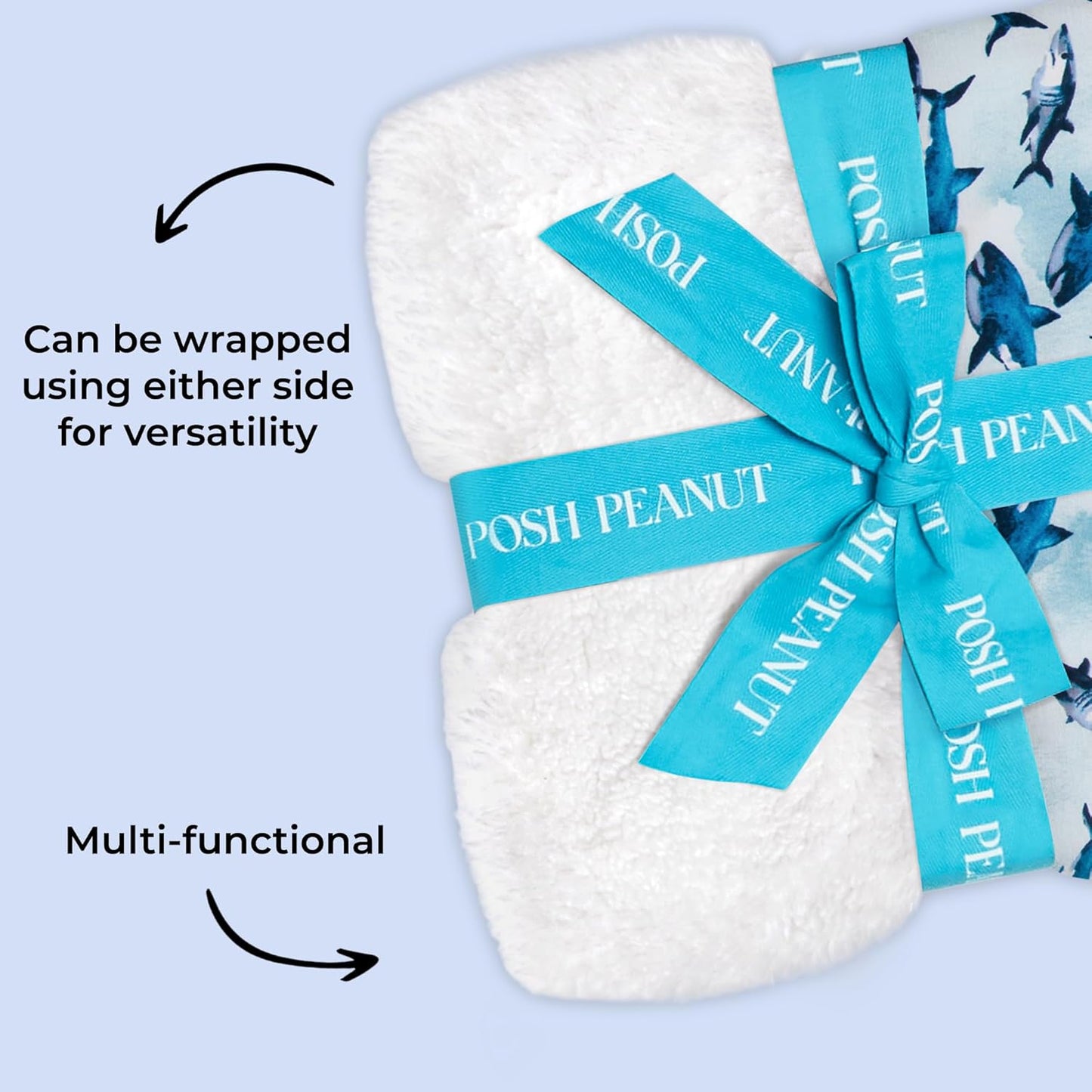 Super Soft Baby Blankets for Boys, Girls & Newborns - Plush Patoo Stroller Blanket in Viscose from Bamboo (40" X 40") Sharks