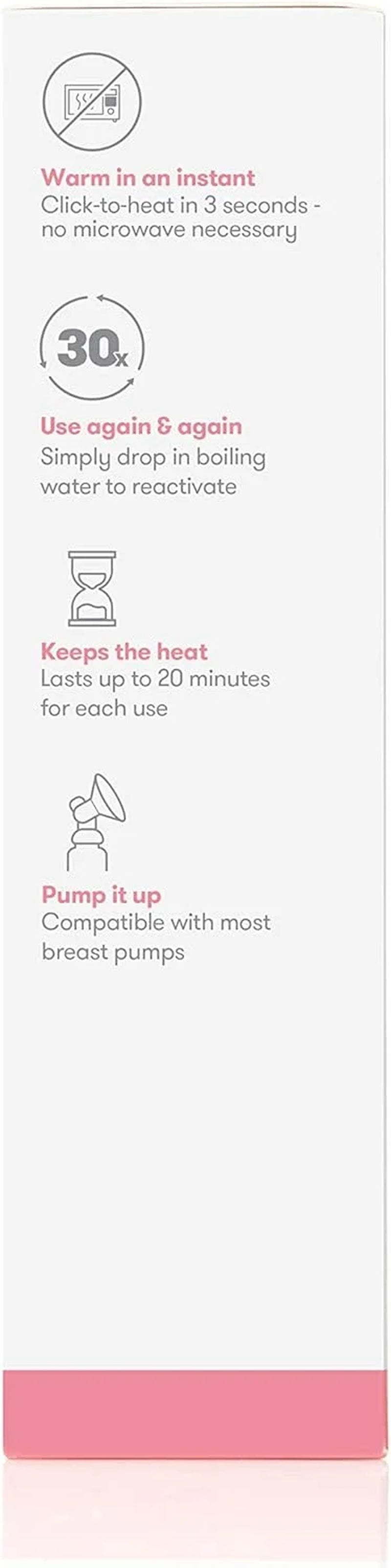 Instant Heating Pads for Breasts, Reusable Click-To-Heat Relief, Breastfeeding Essentials - 2 Small & 2 Large Heat Pads, 4Pc Set