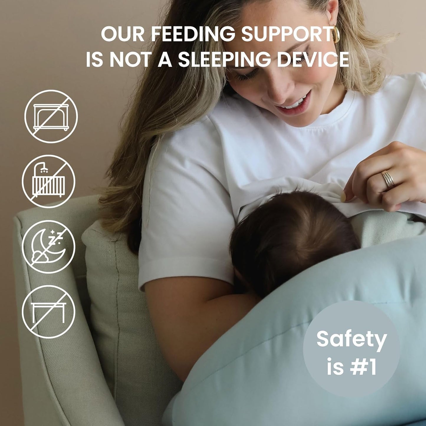 Organic Nursing Pillow | Bottle & Breastfeeding Pillow with Organic Cotton Cover & Fiberfill, Machine Washable Feeding Pillow, Newborn Essentials Must Haves (Bluebell)