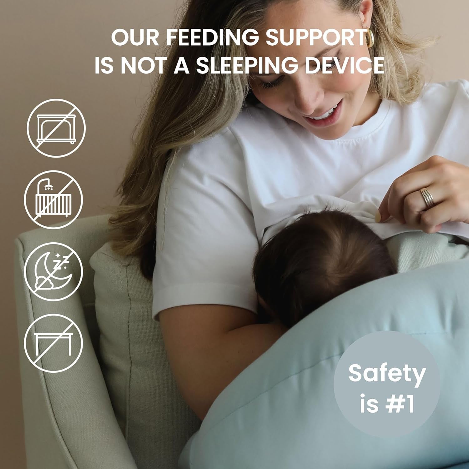 Organic Nursing Pillow | Bottle & Breastfeeding Pillow with Organic Cotton Cover & Fiberfill, Machine Washable Feeding Pillow, Newborn Essentials Must Haves (Bluebell)