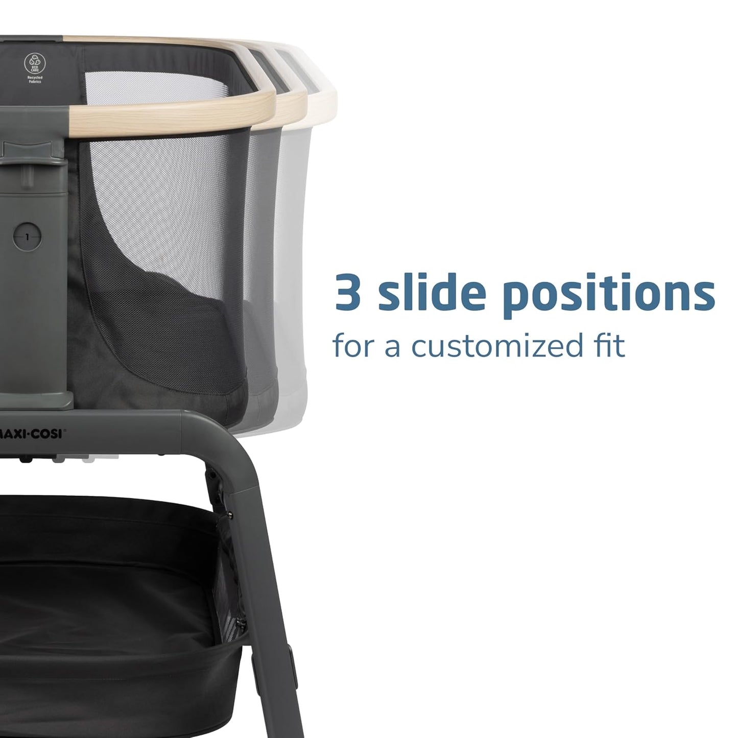 Iora Baby Bassinets Bedside Sleeper, Portable Bassinet, Infant Bedside Sleeper Crib, Height Adjustable, Breathable Mesh, Large Storage Basket, Classic Graphite