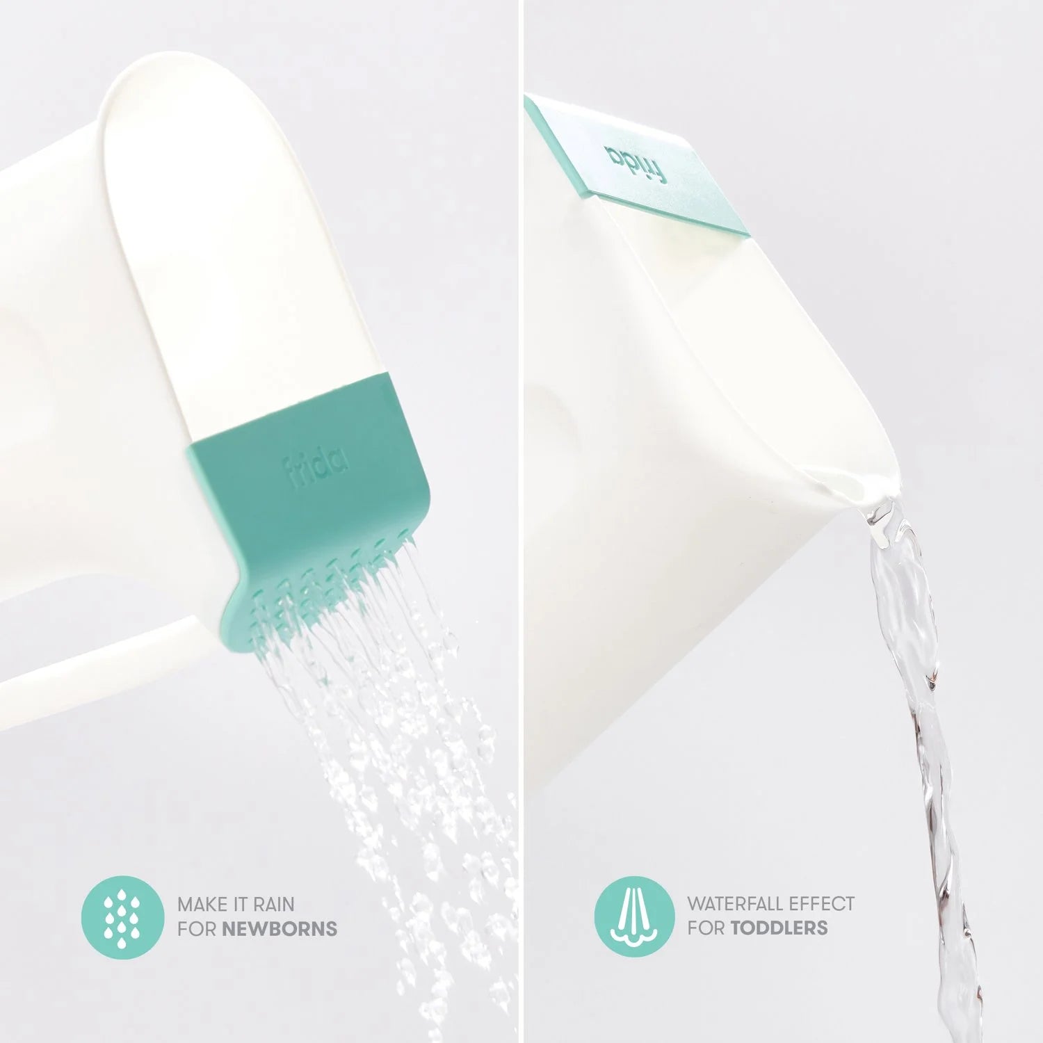 Control the Flow Polypropylene ABS Rinser, Bath Time Rinse Cup with Easy Grip Handle and Removable Rain Shower, White