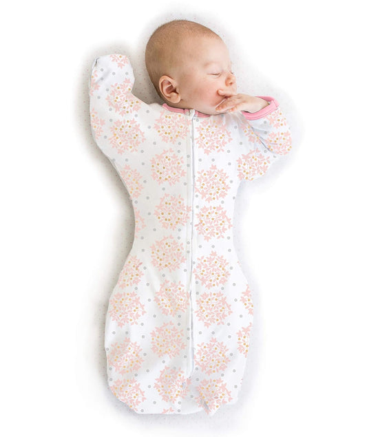Transitional Swaddle Sack, Arms up Half-Length Sleeves & Mitten Cuffs, Swaddle for Newborn Transition to Baby Sleep Sack Wearable Blanket, 3-6 Month, 14-21 Lb, Heavenly Floral Pink