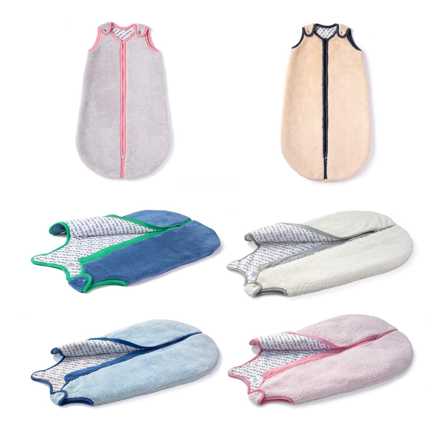 Sleep Nest Teddy Baby Sleeping Bag, Gray Bubble Gum, Medium (6-18 Month)