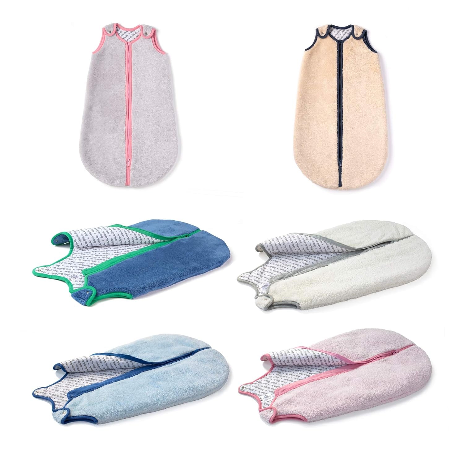 Sleep Nest Teddy Baby Sleeping Bag, Gray Bubble Gum, Medium (6-18 Month)