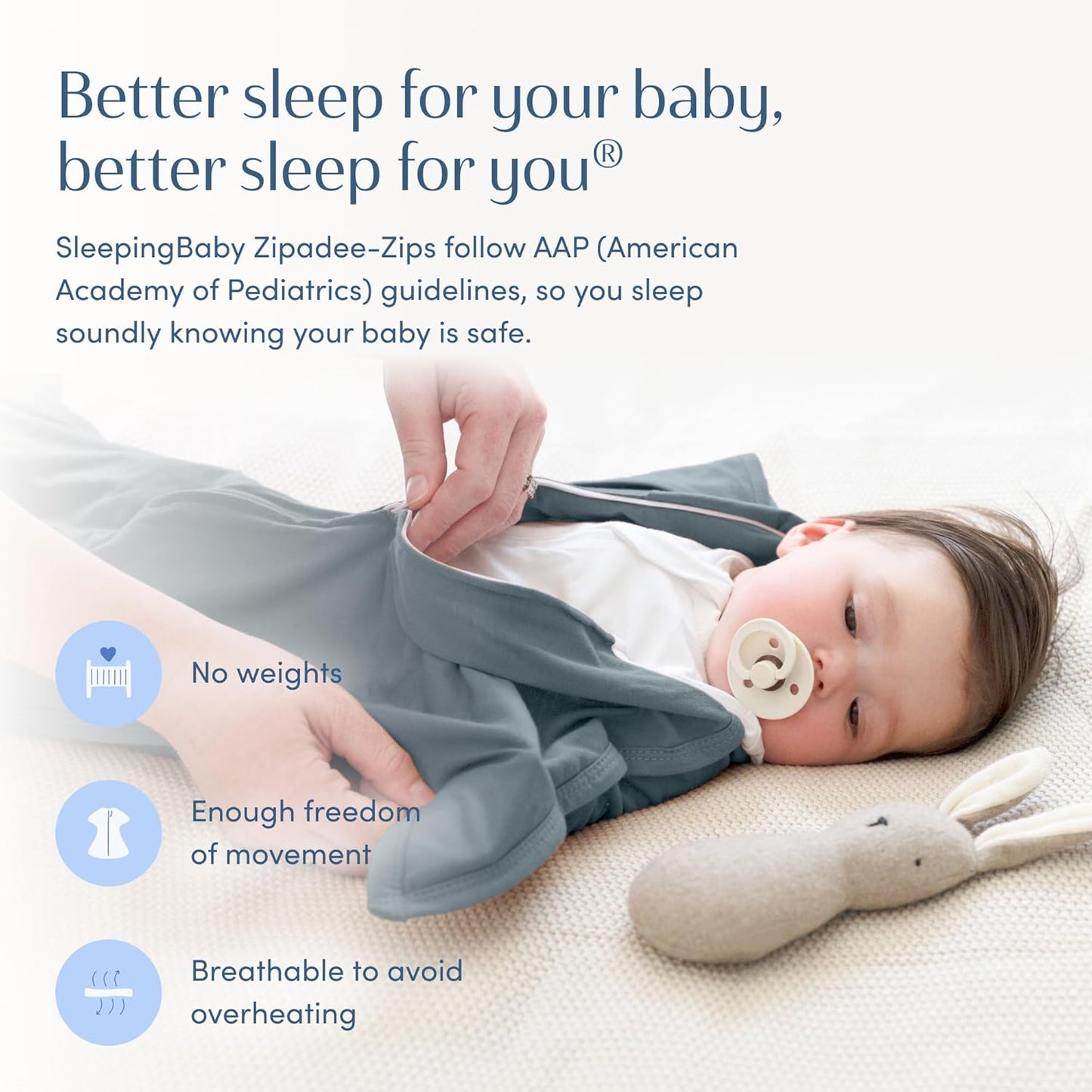Zipadee-Zip Transition Swaddle - Cozy Baby Swaddle Blanket with Zipper Convenience - Roomy Wearable Blanket for Easy Diaper Changes - Classic Grey, X-Small (3-6 Month)