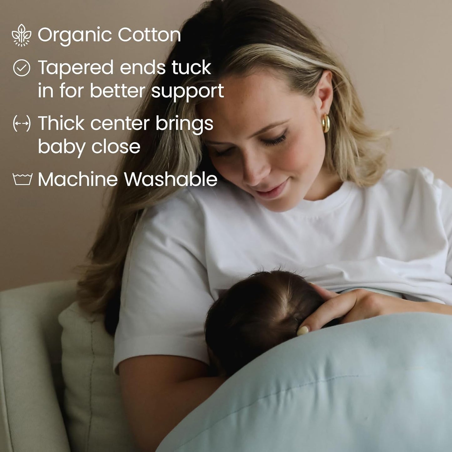 Organic Nursing Pillow | Bottle & Breastfeeding Pillow with Organic Cotton Cover & Fiberfill, Machine Washable Feeding Pillow, Newborn Essentials Must Haves (Bluebell)