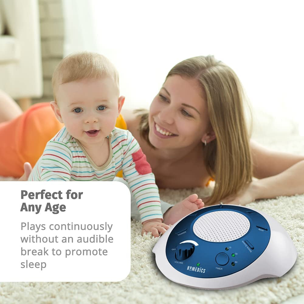 Soundsleep White Noise Sound Machine, Blue, Small Travel Sound Machine with 6 Relaxing Nature Sounds, Portable Sound Therapy for Home, Office, Nursery, Auto-Off Timer, by