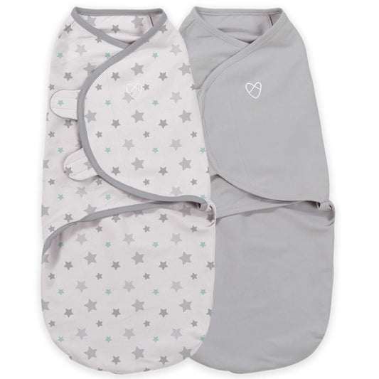 Swaddleme Original Organic Swaddle - Size Small/Medium, 0-3 Months, 2-Pack (Starry Skies )