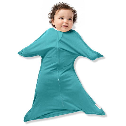 Zipadee-Zip Transition Swaddle - Cozy Baby Swaddle Blanket with Zipper Convenience - Roomy Wearable Blanket for Easy Diaper Changes - Classic Teal, Medium (6-12 Month)