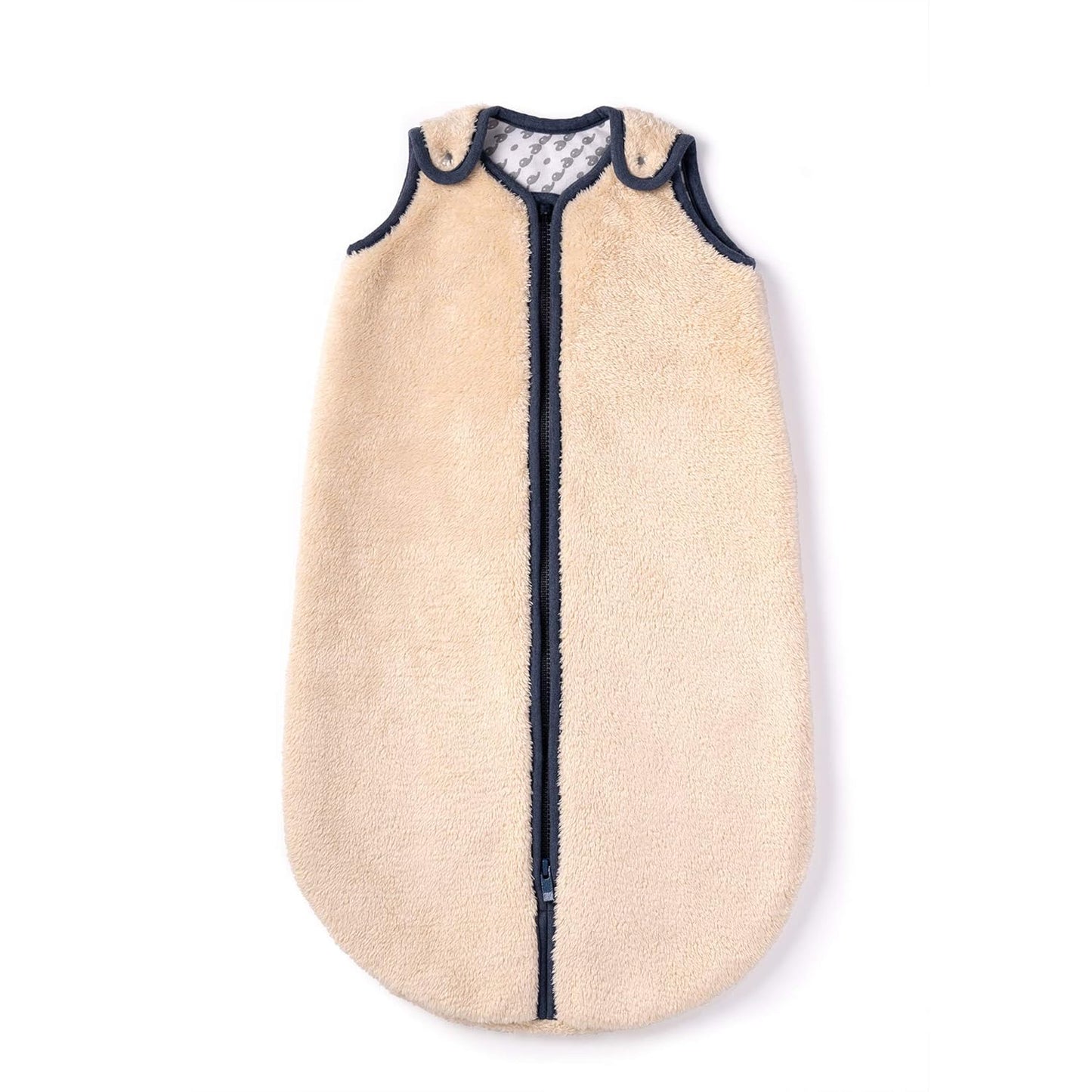 Sleep Nest Teddy Baby Sleeping Bag, Oatmeal Navy, Medium (6-18 Month)