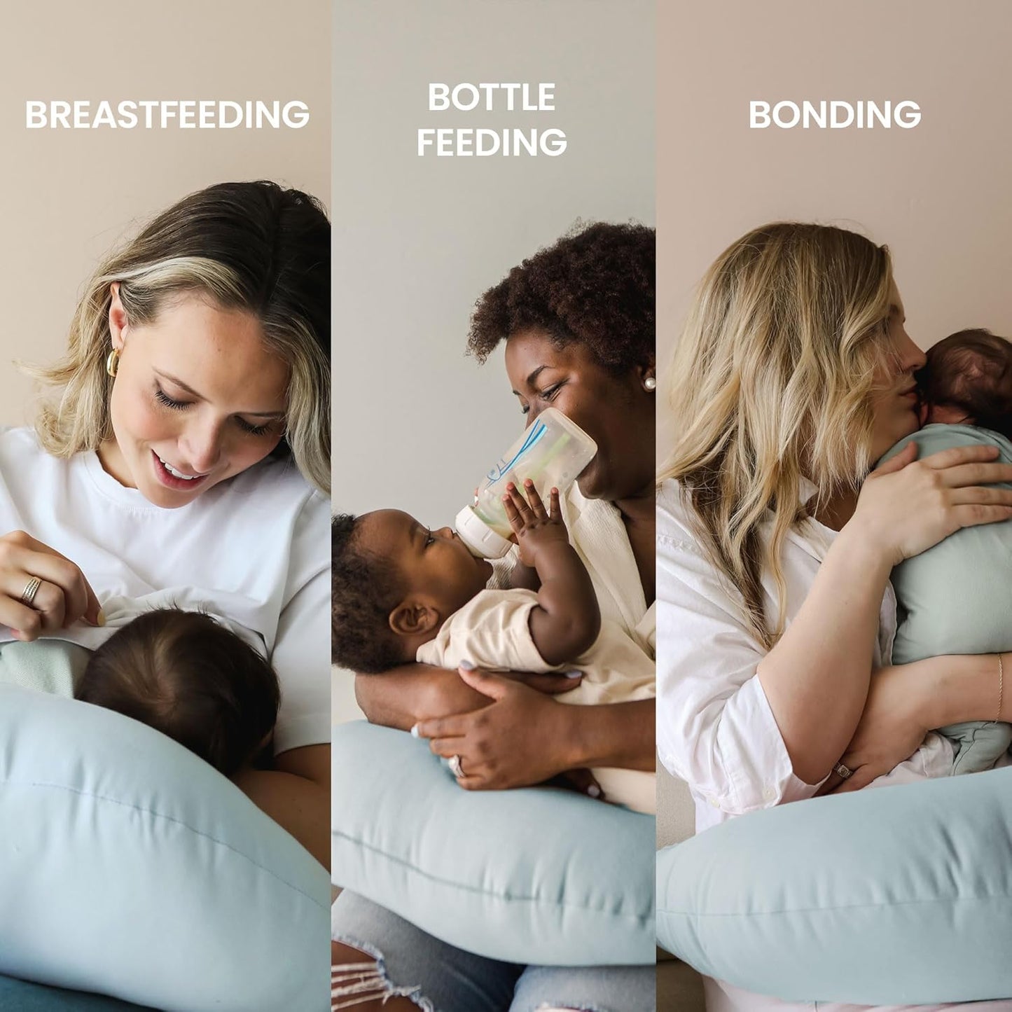 Organic Nursing Pillow | Bottle & Breastfeeding Pillow with Organic Cotton Cover & Fiberfill, Machine Washable Feeding Pillow, Newborn Essentials Must Haves (Bluebell)