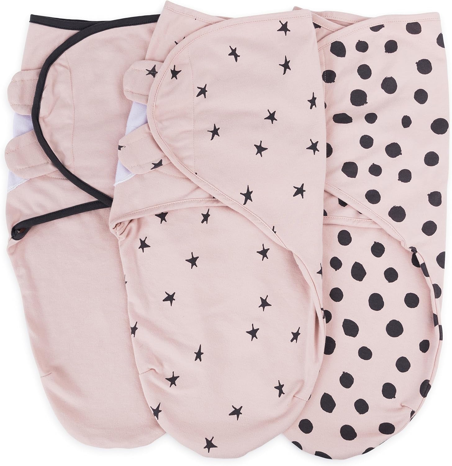 Adjustable Swaddle Blanket Infant Baby Wrap Set 3 Pack, for Baby Girl (Blush Pink, 0-3 Months)