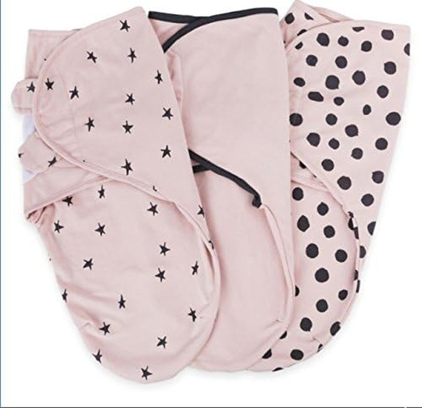 Adjustable Swaddle Blanket Infant Baby Wrap Set 3 Pack, for Baby Girl (Blush Pink, 0-3 Months)