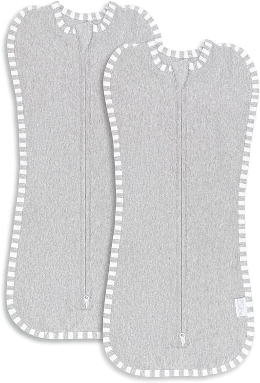 Swaddle Blanket Snug Baby Girl Boy Easy Zipper Wrap 2 Pack Newborn Infant Sleep Sack (Grey, Preemie)