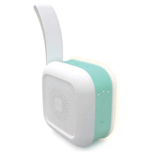 2-In-1 Portable Sound Machine and Night Light with Strap for Infant, White Noise Machine with Soothing Sounds for Stroller or Car Seat with Volume Control