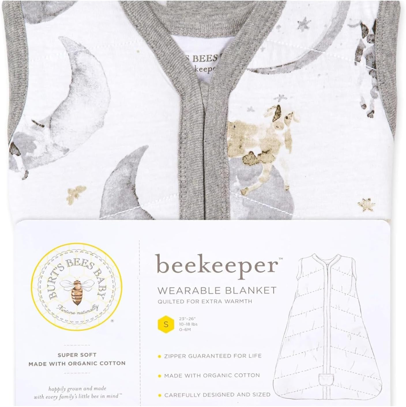 Beekeeper Wearable Blanket, Organic Cotton Swaddle 0.5 or 1.5 TOG, Newborn Essentials Shower Gift