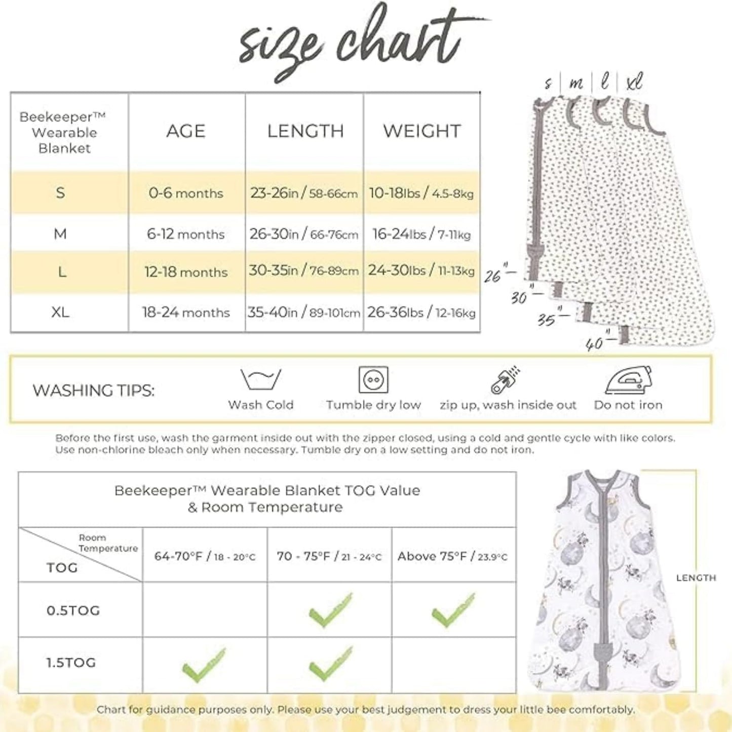 Beekeeper Wearable Blanket, Organic Cotton Swaddle 0.5 or 1.5 TOG, Newborn Essentials Shower Gift